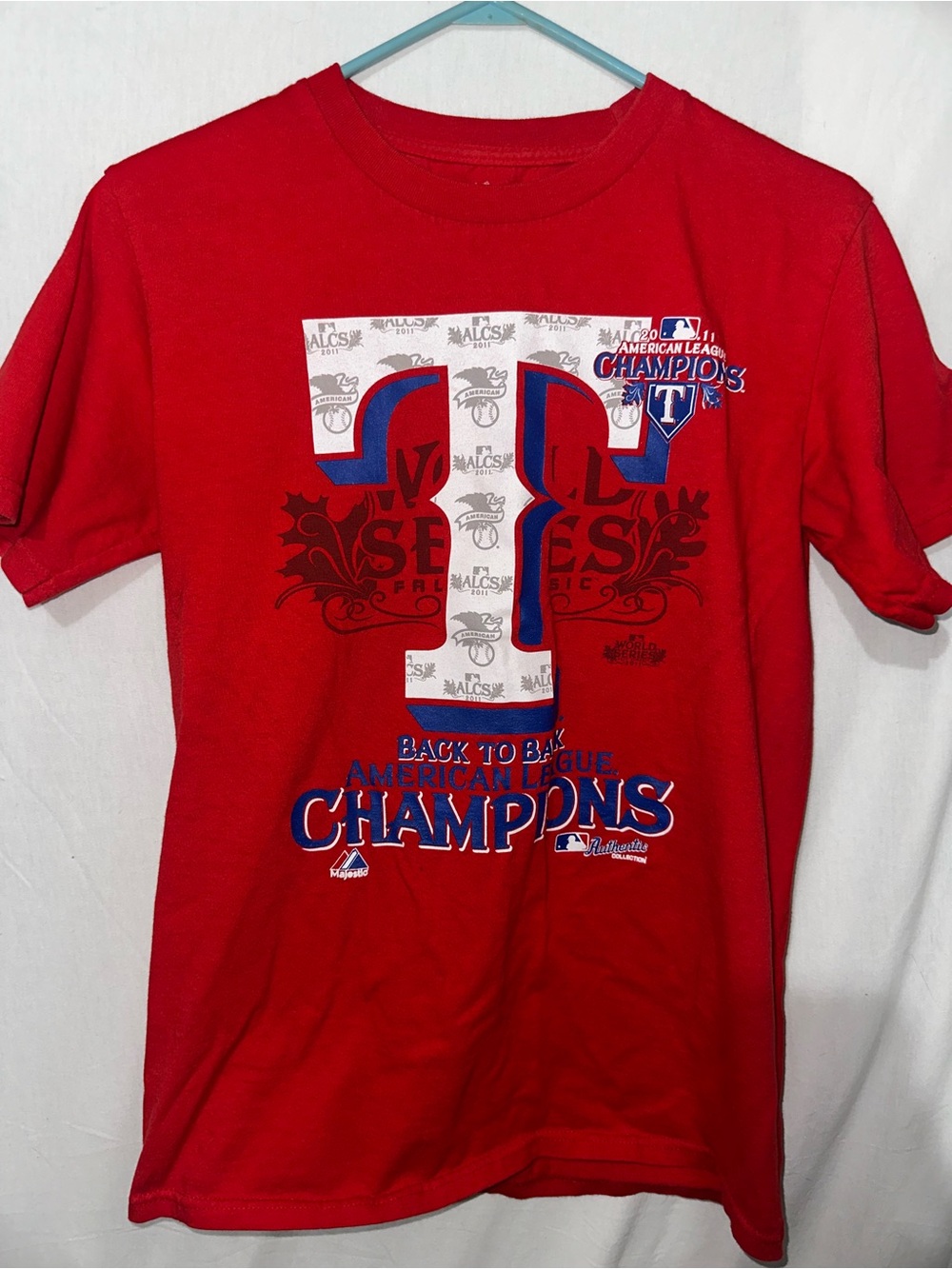 Majestic Red Texas Rangers Champions Graphic Tee